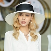 Недорогие Party Hats-Hats Fiber Bowler / Cloche Hat Bucket Hat Straw Hat Wedding Beach Elegant Wedding With Lace-up Headpiece Headwear