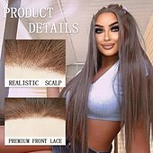 economico Parrucche lace sintetiche-Parrucca in pizzo sintetico Liscio Stile 26 pollice Marrone Parte di mezzo 13 * 4 Chiusura Parrucca Per donna Parrucca Marrone chiaro Marrone scuro Nero - marrone