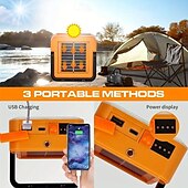 cheap Street Lights-1pc LED Portable Solar Work Light, Rechargeable Magnetic Light, Emergency Worklight with 4 Light Modes for Power Failure, Car Repair, Camping, Construction Job Site
