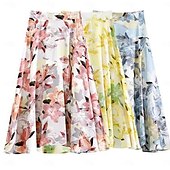 abordables Jupes en mousseline-Femme Collants Jupe Mode Décontractées Maxi Taille haute Jupes Floral Imprimer Vacances Rendez-vous Jaune Rose Claire Bleu Eté Mousseline de soie