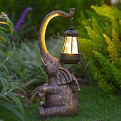 cheap Landscape Lights-1pc Solar Garden Statue Elephant Figurine Light Outdoor Decor LED Lights for Outside Patio Yard Lawn Decorations Housewarming Mother&#039;s Gifts