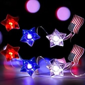 Недорогие Питание от батареек-Патриотичные светодиодные гирлянды Декор для Дня независимости 2 м 20 LED для Дня независимости 4 июля 250-й юбилей День памяти работающие от батареек звёздные огоньки праздничное украшение для дома