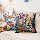 baratos estilo floral e plantas-1 pçs Veludo Cobertura de Almofada, Imprimir Simples Casual Quadrada Tradicional Clássico