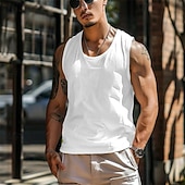 Men's Tank Top Vest Top Undershirt Sleeveless Shirt Sleeveless Crew Neck Summer Plain Fashion Designer Muscle Pocket Outdoor Going out Gym White Blue Gray Top Tee for Men 8