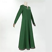 abordables Robes-Médiéval Renaissance Robe de cocktail Bal Masqué Robe de Bal Ranger Elfe Déguisement Femmes Celtique Viking Fantaisie Halloween Carnaval Mascarade Fête / Soirée Festival Adulte Robe