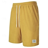 abordables Bermudas estilo casual-Hombre Pantalón corto Pantalones cortos casuales Pantalones cortos de pana Bolsillo Correa Cintura elástica Plano Comodidad Corto Festivos Playa Fin de semana Moda Casual Negro Amarillo Microelástico