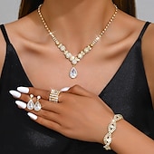 preiswerte Schmucksets-Schmuckset 5 Stück Strass Aleación Haken Ohrringe Halsketten Armbänder Damen Elegant Modisch Zierlich Geometrisch Geometrische Form Schmuck-Set Für Hochzeit Party Jahrestag
