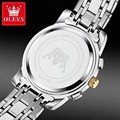 abordables Montres à quartz-Olevs – montre-bracelet lumineuse pour hommes, chronographe lumineux, indication 24 heures, à quartz, ceinture en acier, étanche, nouvelle collection