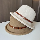 levne Party klobouky-Klobouky Doplňky do vlasů Sláma Kbelík Slamák Sluneční klobouk Ležérní Dovolená Elegantní retro S Čistá Barva Barevně dělené Přílba Pokrývky Hlavy