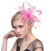billige Coiffer-fascinators Hatter Hodeplagg organza Fedora Topplue slørhatt Hesteløp cocktail Elegant Årgang Med Fjær Sløyfer Hodeplagg Hodeplagg