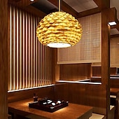 abordables Suspension-Lampe suspendue LED moderne en rotin tissé ananas, 1 lumière, 110-240v