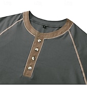 cheap Casual Henley Tee-Men&#039;s Button T Shirt T Shirt Henley Shirt Short Sleeve Shirt Short Sleeve Henley Summer Color Block Solid / Plain Color Fashion Designer Fashion Vacation Street Going out Dark Grey Wine Black Top Tee