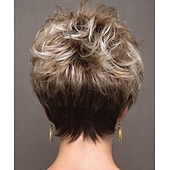 cheap Older Wigs-Wig Natural Wave Asymmetrical With Bangs Wig Short Golden Blonde Synthetic Hair Women's Classic Blonde Short Blonde Pixie Cut Wig