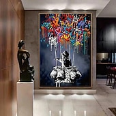 levne Abstraktní malby-ručně vyráběné panoráma města pop art olejomalba street art malba texturované plátno umění panorama krajiny umění městské pouliční scéna malba moderní výzdoba obývacího pokoje