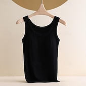 preiswerte Tank-Shirts &amp; kurze Jäckchen für Damen-Damen Top Camisole Basic Ärmellos Reguläre Tops Rundhalsausschnitt Schwarz Weiß Braun Grau Sommer