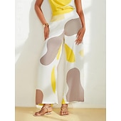  Női Egyenes Teljes hossz Szatén Zseb Mikroelasztikus Nadrágok Alkalmi / Napi Hétvége Fehér Nyár S M L