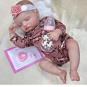 abordables Poupées-18 pouce Poupée Reborn Jouet pour Bébé &amp; Nourrisson Poupée Reborn Toddler Poupée Poupée bébé Reborn Bébé Nouveau née réaliste Cadeau Vinyle W-001 cadeaux noël enfant avec vêtements et accessoires