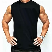 preiswerte Fitness Tank-Tops-Herren Tank Top Weste Unterhemd Ärmelloses Shirt Ärmellos Rundhalsausschnitt Frühling &amp; Sommer Einfach Mode Designer Basic Urlaub Straße Ausgehen Schwarz Weiß Gelb Top T-Shirt für Herren