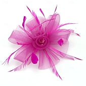 billige Coiffer-fascinators Hatter Hodeplagg organza Fedora Topplue slørhatt Hesteløp cocktail Elegant Årgang Med Fjær Sløyfer Hodeplagg Hodeplagg