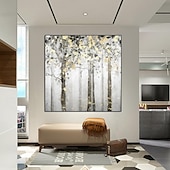 voordelige boom olieverfschilderijen-bos schilderij handgemaakte rustieke muur decor bruin goud bruin witte berk esp boom landschap schilderij abstract canvas paneel textuur boom schilderij artwork beeldende kunst wanddecoratie