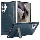 Недорогие Чехлы для Samsung-телефон Кейс для Назначение SSamsung Galaxy S24 S23 S22 Плюс Ультра S25 Ультра С Магсейф Магнитный Поддержка беспроводной зарядки Откидная подножка Ретро ТПУ Кожа PU