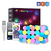 abordables Lumières intelligentes-Guirlande lumineuse LED RVB à intensité variable pour réception de mariage élégante avec contrôle par application, étanche pour une utilisation en extérieur, parfaite pour la décoration de festival,