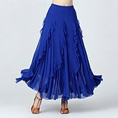 levne Oblečení na latinskoamerické tance-Latinské tance Standardní tance Sukně Šerpy / Stuhy Volány Čistá Barva Dámské Výkon Trénink Vysoký Polyester Tyl
