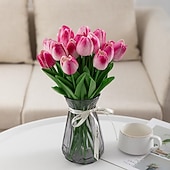 economico Forniture per eventi e feste-10 fiori artificiali di tulipani in PU realistici: perfetti per decorazioni domestiche, decorazioni nuziali ed eventi - tulipani dall&#039;atmosfera realistica per una maggiore eleganza