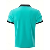 cheap Men&#039;s Classic Polo-Men&#039;s Golf Shirt Golf Polo Work Casual Lapel Short Sleeve Basic Modern Color Block Patchwork Button Spring &amp; Summer Regular Fit Wine Navy Blue sky blue Gold Beige Coffee Golf Shirt