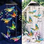 economico Luci paesaggistiche-campanello a vento solare, luci da giardino impermeabili che cambiano colore, decorazioni per le feste, campanelli a vento commemorativi, acchiappa-vento, decorazioni sospese per casa, giardino, patio, cortile, portico, 1 pz.