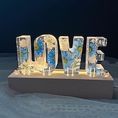 cheap Decorative Lights-Resin Letter Night Lights, Resin Dried Flower Light Birthday Gift, Personalized Flower Lamp, Name Lamp, Gift for Her, Home Decoration