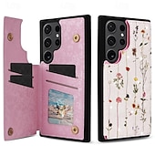 economico Cover Samsung-telefono Custodia Per Samsung Galaxy S24 S23 S22 S21 Ultra Plus S21 FE S25 Ultra Per retro Supporto a molla Slot per schede Resistente agli urti Fiore Floreale TPU PC