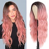 economico Parrucche trendy sintetiche-parrucche nere per le donne parrucche di capelli ricci ondulati lunghi da 18 pollici con frangia parrucche sintetiche di ricambio parrucca in fibra resistente al calore costume da festa
