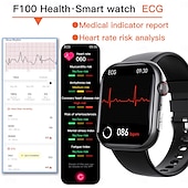 tanie Smartwatche-F100 inteligentny zegarek połączenie bluetooth 2.1 calowy duży ekran ekg hrv 24-godzinny monitor zdrowia tętna sos mężczyźni kobiety smartwatch