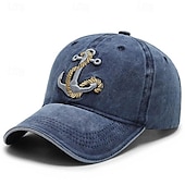 preiswerte Baseballkappe für Herren-Herren Cap Basecap Sonnenhut Kappe Schwarz Marineblau Polyester Bestickt Modisch Brautkleider schlicht Strasse Täglich Anker Einstellbar Sonnenschutz Atmungsaktiv