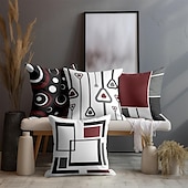 abordables style géométrique-Housse de coussin décorative à motif géométrique bleu, taie d&#039;oreiller carrée douce, pour chambre à coucher, salon, canapé, chaise, 4 pièces
