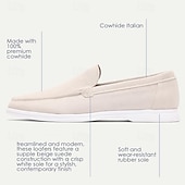 preiswerte Loafer aus hochwertigem Leder-Slipper aus Wildleder für Herren in Weiß und Beige