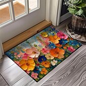 cheap Doormats-Wedding Oil Painting Flowers Doormat Non-Slip Oil Proof Rug Indoor Outdoor Mat Bedroom Decor Bathroom Mat Entrance Rug Door Mat