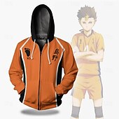 tanie Grafika postaci z kreskówek i filmów-Haikyuu Odzież wierzchnia Powrót do szkoły Rozpinana bluza z kapturem Anime 3D Przednia kieszeń Graficzny Na Dla par Męskie Damskie Dla dorosłych Bal maskowy Powrót do szkoły Druk 3D Sport Codzienne