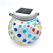 olcso Tájvilágítás-1 db üveg napelemes kültéri asztali lámpa, színes mozaik üveglámpa, kültéri vízálló kültéri napelemes lámpa kertbe, teraszra, ösvényre, erkélyre