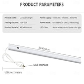 billiga skåpljus-led smart skåpljus usb-sensor under skåpet lampor trefärgade temps varmvit/vit/tre färg justerbar för kök trappor och handfat magnetiskt uppladdningsbart ljus 1st
