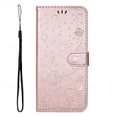 cheap Samsung Cases-Phone Case For Samsung Galaxy S24 S23 S22 S21 S20 Ultra Plus FE A54 A34 A14 Note 20 10 S25 Ultra Wallet Case Magnetic Full Body Protective with Wrist Strap Cat Bee TPU PU Leather