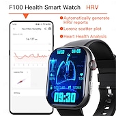 tanie Smartwatche-F100 inteligentny zegarek połączenie bluetooth 2.1 calowy duży ekran ekg hrv 24-godzinny monitor zdrowia tętna sos mężczyźni kobiety smartwatch