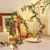 economico Striscie luci a batteria-led luci di fiori foglie di edera verde fata luci della stringa 2m 20leds funzionamento a batteria artificiale ghirlanda pianta di vite fata luce per la camera da letto festa di nozze vacanza patio