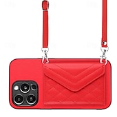 baratos Capas para iPhone-telefone Capinha Para iPhone 16 iPhone 15 Pro Max Plus iPhone 14 13 12 11 Pro Max Plus Mini SE Capa traseira Com Suporte com cordão Slot para cartão Retro TPU Couro PU