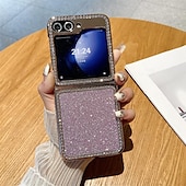 cheap Samsung Cases-Phone Case For Samsung Galaxy Z Flip 6 Z Flip 5 Back Cover Bling Glitter Shiny Shockproof PC