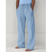 ieftine Clasic-Bărbați Pantaloni Pantaloni de vară Pantaloni largi Pantaloni de plajă Pantaloni casual Cordon Buzunar frontal Picior drept Simplu Confort Απαλό Lungime totală Yoga Concediu Plajă Modă Hawaiană Negru