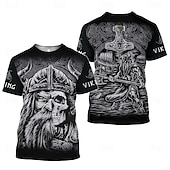 cheap Retro Graphic-Viking Tattoo T-shirt Print 3D Graphic For Men&#039;s Adults&#039; Carnival Masquerade 3D Print Casual Daily