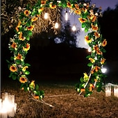 abordables Alimentación por batería-Guirnalda de luces de hadas con flores artificiales para recepción de bodas, elegante guirnalda de flores artificiales con 30 luces LED y control remoto, 8 modos, guirnalda de seda para decoración
