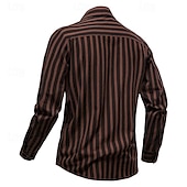 economico camicia da uomo con bottoni-Per uomo Camicia Camicia Estiva Camicia casual Camicia da Spiaggia Camicia con Bottoni Camicie a righe Kaki Verde militare Caffè Manica Lunga A righe Bavero Vacanza Camicia hawaiana Tasca